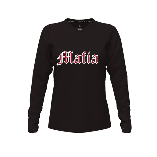 [CUS-DFW-TEES-CMF-VNK-LSL-BLK-FYXS-LOGO3] Decker Comfort T-Shirt (Female Youth XS, Black, V Neck, Logo 3, Long Sleeve)