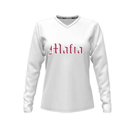 [CUS-DFW-TEES-CMF-VNK-LSL-WHT-FYXS-LOGO3] Decker Comfort T-Shirt (Female Youth XS, White, V Neck, Logo 3, Long Sleeve)