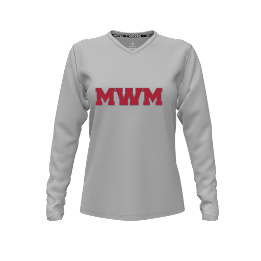 [CUS-DFW-TEES-CMF-VNK-LSL-GRY-FYXS-LOGO1] Decker Comfort T-Shirt (Female Youth XS, Gray, V Neck, Logo 1, Long Sleeve)