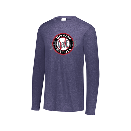 [FTLCUBNV-AXS-LOGO2] Decker Men's Tri-Blend T-Shirt - Long Sleeve (Adult XS, Navy, Logo 2)