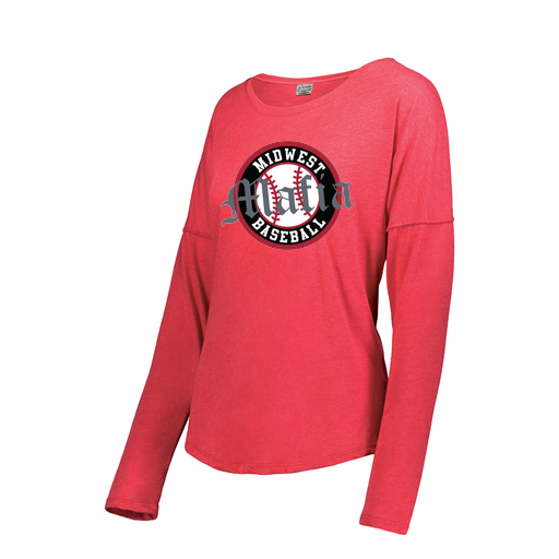 [FTLCUBRD-FAXS-LOGO2] Decker Women's Tri-Blend T-Shirt - Long Sleeve (Female Adult XS, Red, Logo 2)